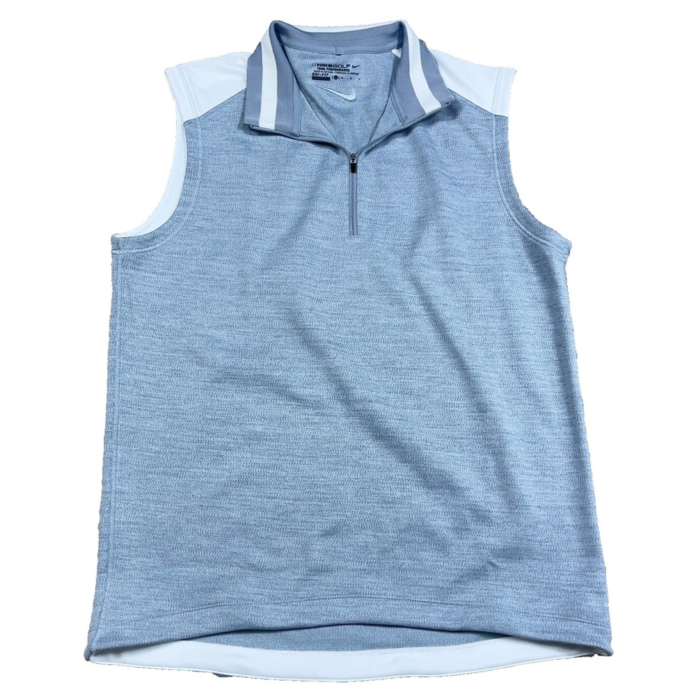 Nike Golf Sweater Vest Men Medium Gray Pullover Quarter Zip‎ Performance Dri Fi